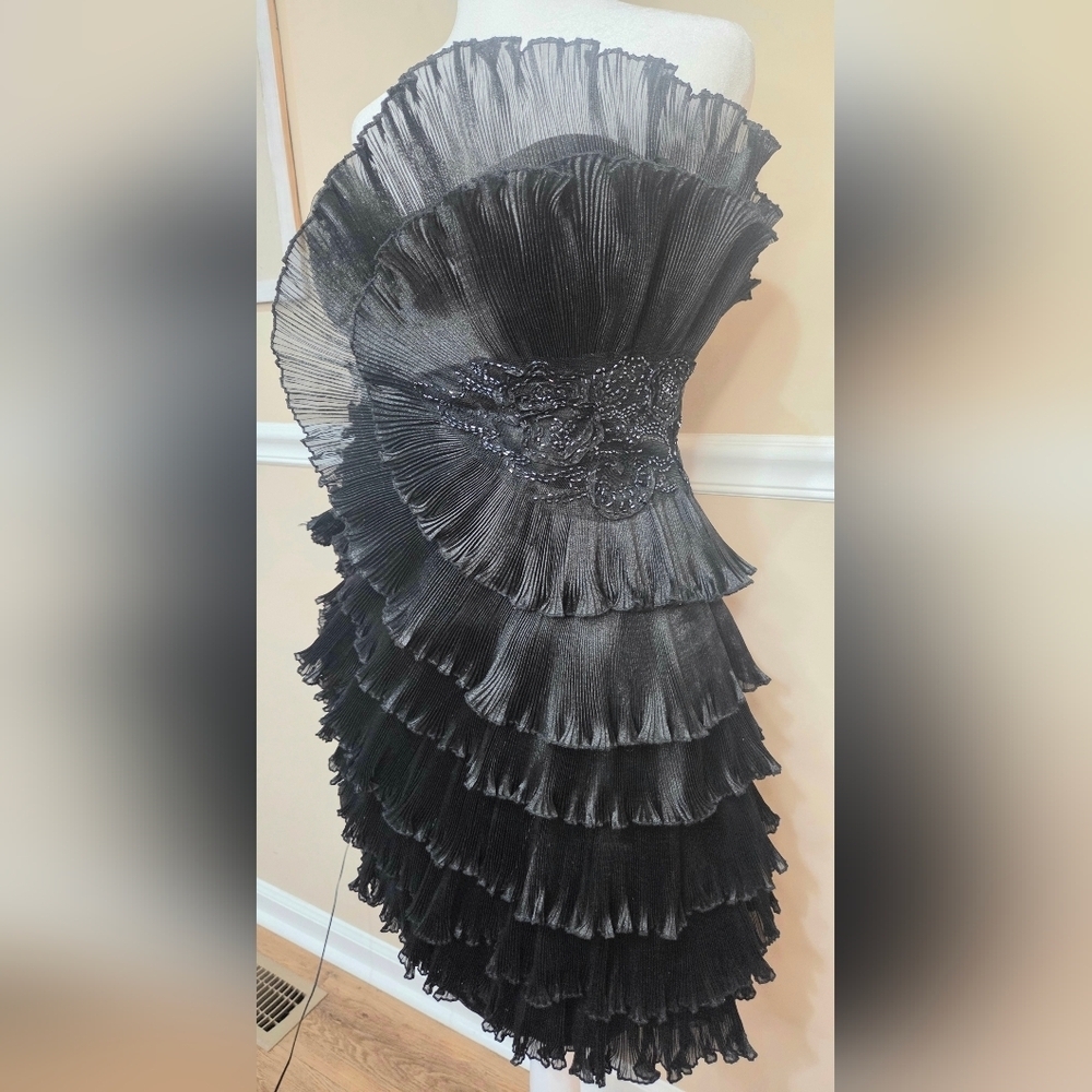 Jovani New York Elegant Strapless Black Ruffle Dress Evening Size 14.SMALL - Picture 5 of 17